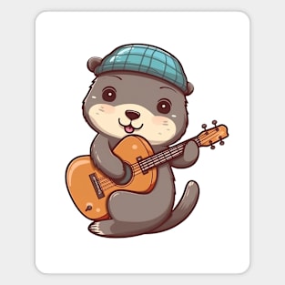 Cute Beaver Playing Acoustic Guitar Magnet